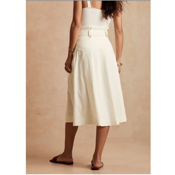 🌷Banana Republic Oversized Pocket Paper Bag Cream Midi A-Line Skirt w/Ti… - Picture 4 of 13